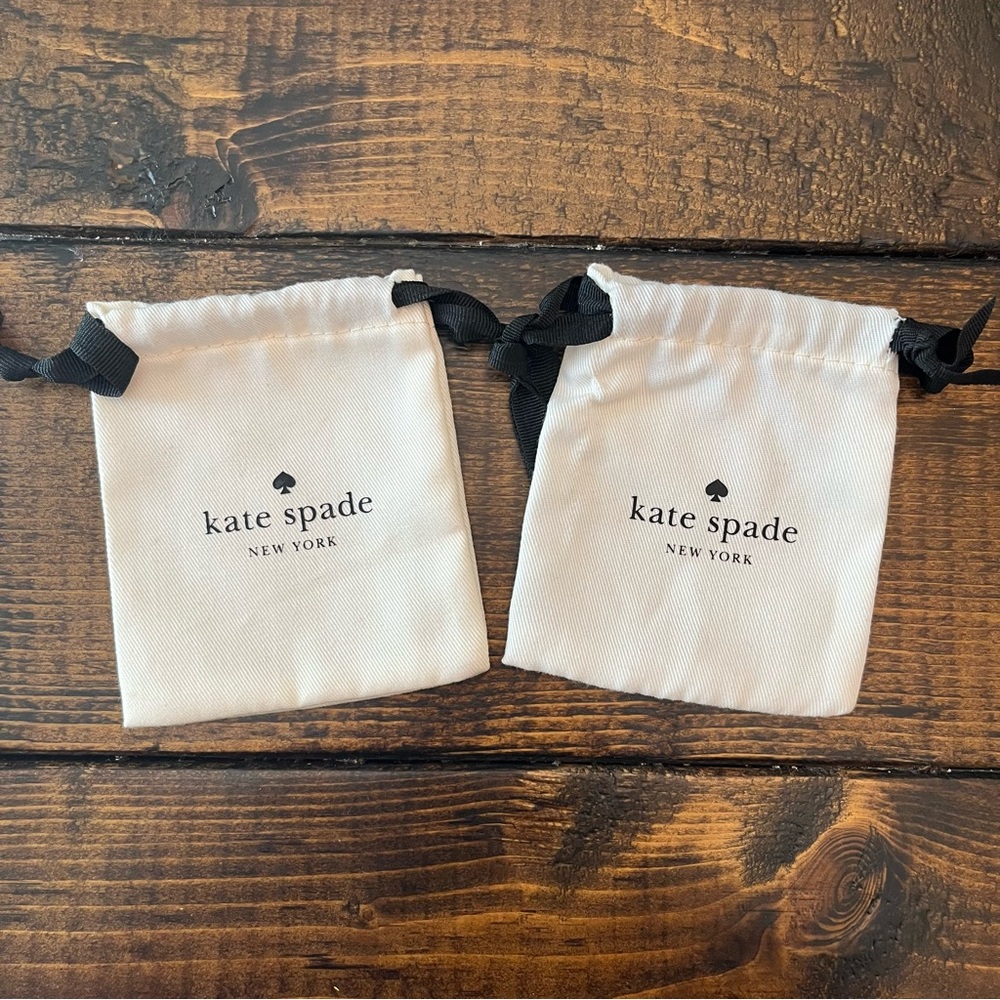 Kate Spade White Drawstring Jewelry/Accessory Bag Pouches-Set of 2